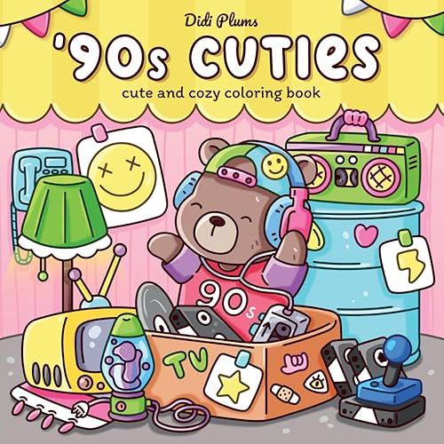 '90s Cuties Cute and Cozy Coloring Book for Adults & Teens Featuring Adorable Animal Friends in Nostalgic Retro Scenes for Relaxation