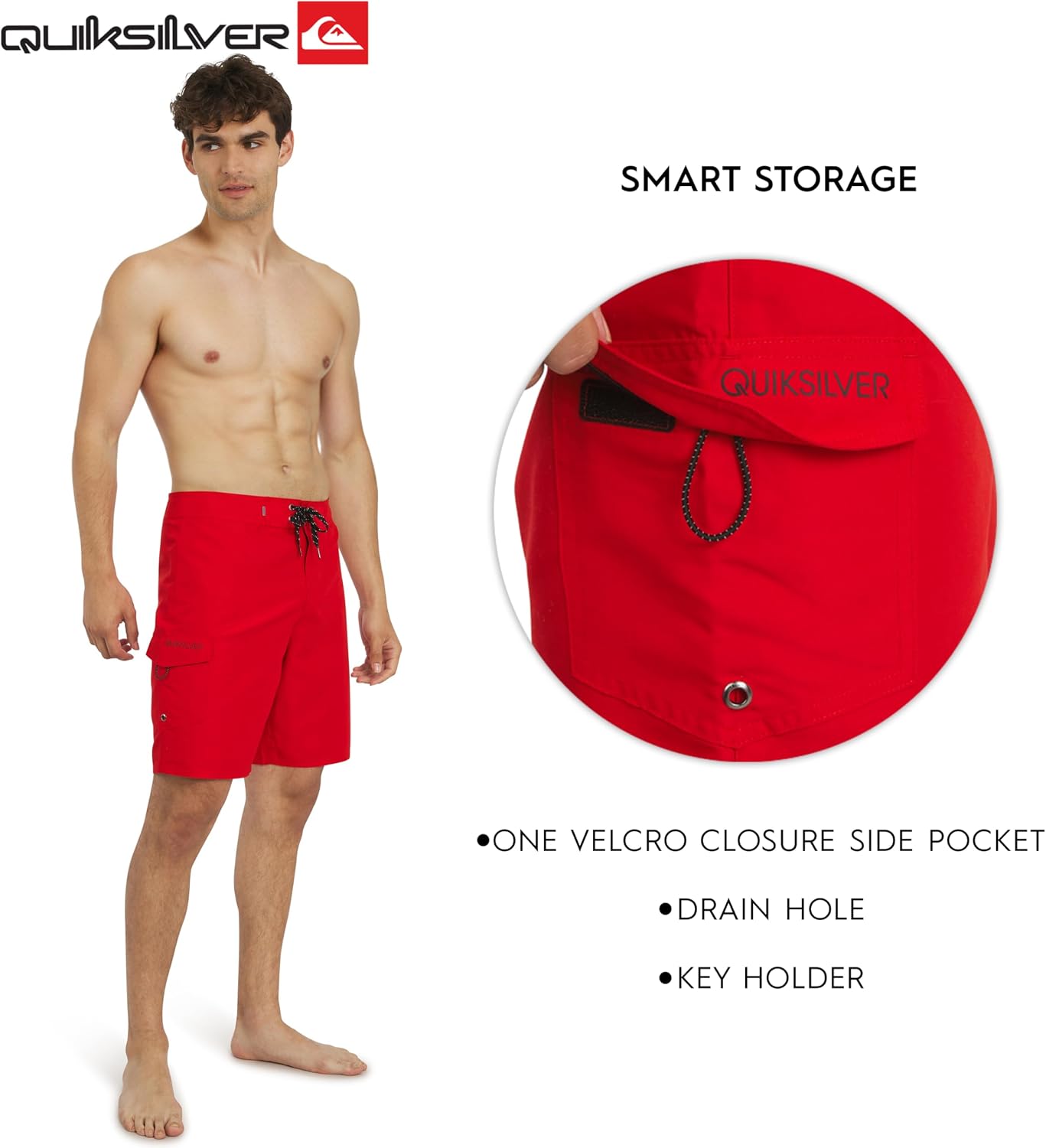 Quiksilver Men's Swimwear Regular Fit Fixed Waist UPF 50 Quick Dry 20 Inch Board Shorts