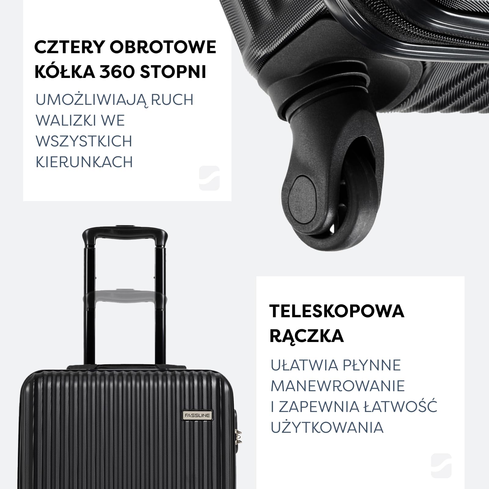 Walizka kabinowa czarna, Bagaż kabinowy 55x39x20cm, 36 L, Materiał ABS, Zamek szyfrowy, Walizka podróżna, Bagaż podręczny na 4 kółkach, Elastyczna rączka, Mała walizka kabinowa twarda