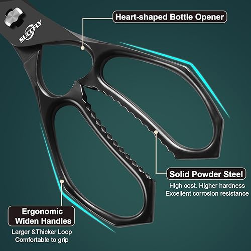 Miniatura 4 de Tijeras de cocina para alimentos, tijeras de cocina de alta calidad, resistentes, tijeras de carne ultra afiladas de 8.8 pulgadas, hoja desmontable,