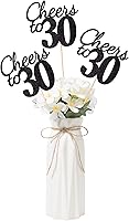 Vista 24 de Gexolenu Cheers to 21, paquete de 10 piezas de centros de mesa de cumpleaños número 21 con purpurina negra de doble cara para mesas, palitos