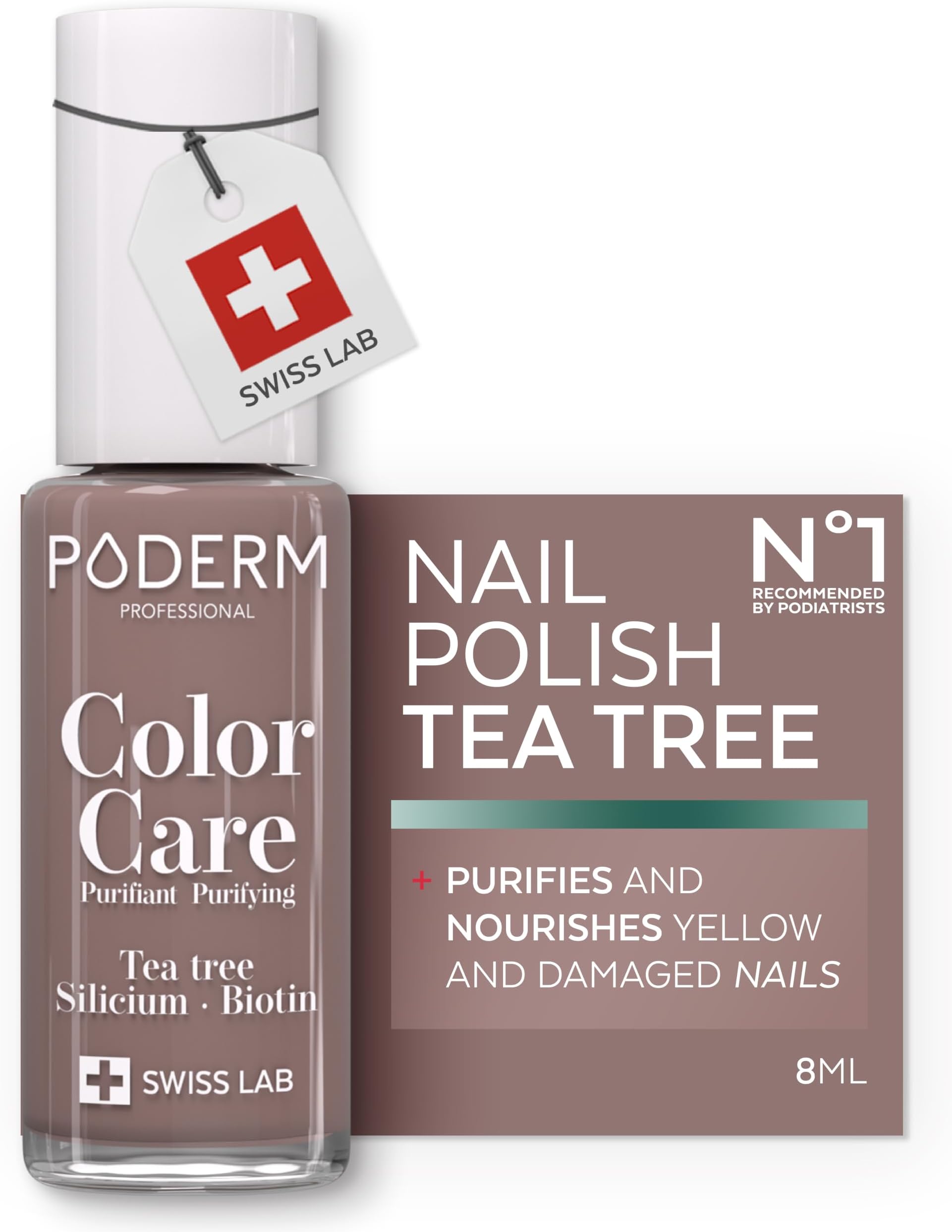 PODERM Nail Care Polish with Tea Tree - Taupe | 8 ML - Swiss Lab