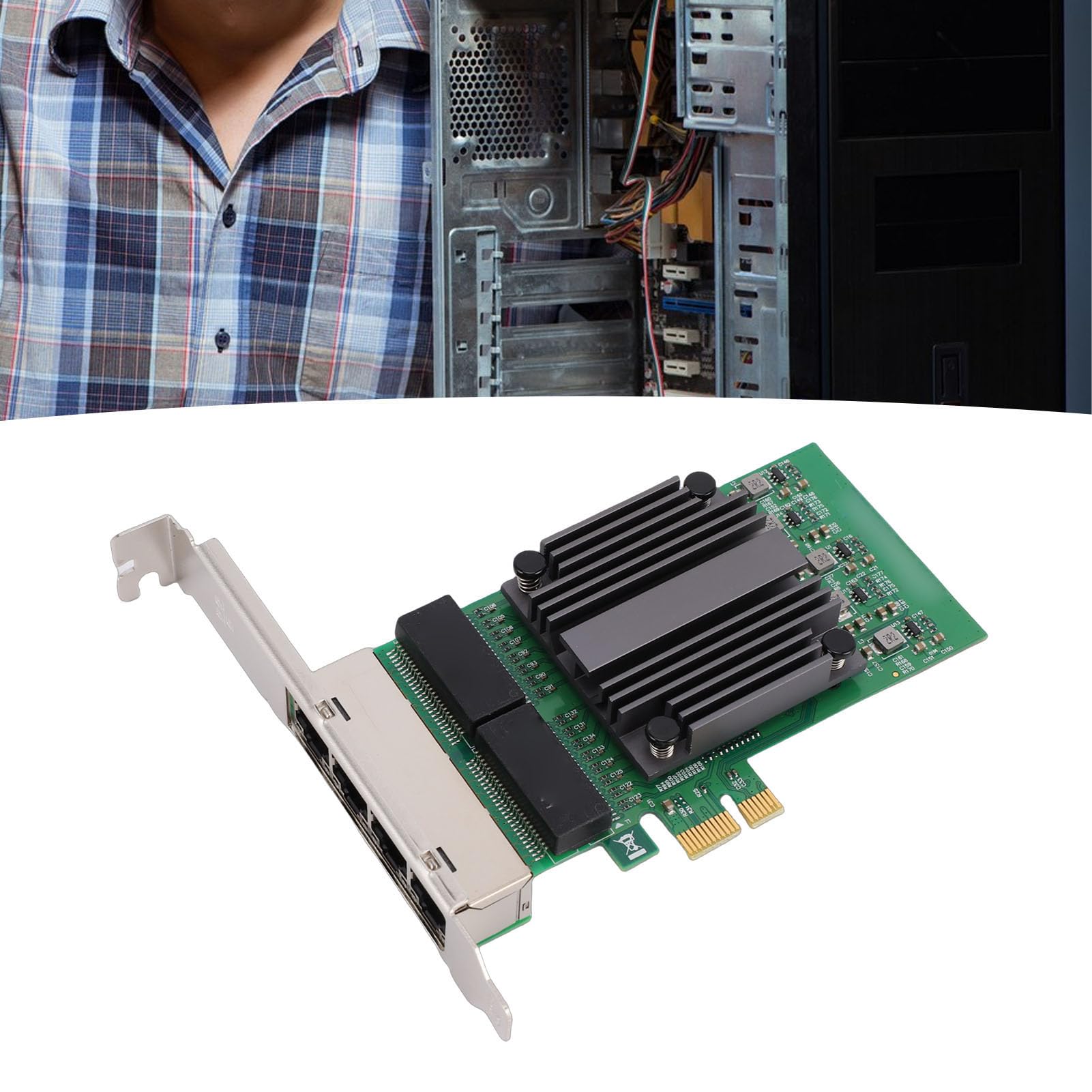 GOWENIC Scheda di Rete PCIe X1 a 4 Porte, 4 Porte RJ45, NIC di Livello Server, Scheda Offload IP, con Interfaccia di Rete Multipla, per PC Industriali