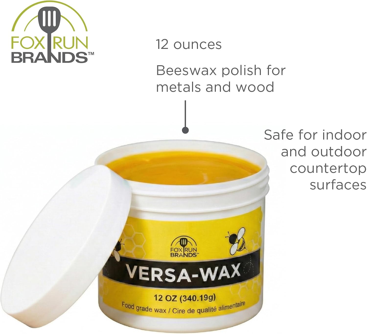Fox Run Versa Wax, Beeswax Polish For Metals and Wood, 12 Ounces