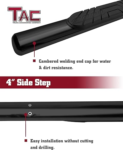 Miniatura 9 de TAC - Estribos laterales negros de 3 pulgadas, compatibles con Toyota Tacoma 2005-2023, barras laterales de cabina de acceso, barras Nerf, rieles de