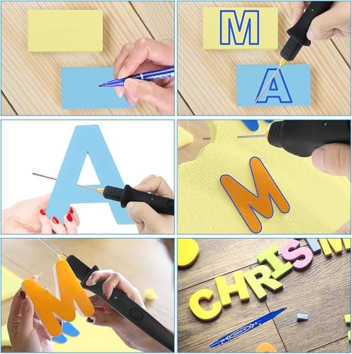 Miniatura 5 de Cortador de espuma 8 en 1 Máquina de corte eléctrica Kit de herramientas de pluma 100-240V18W Kit de cortador de espuma de alambre caliente Pluma de