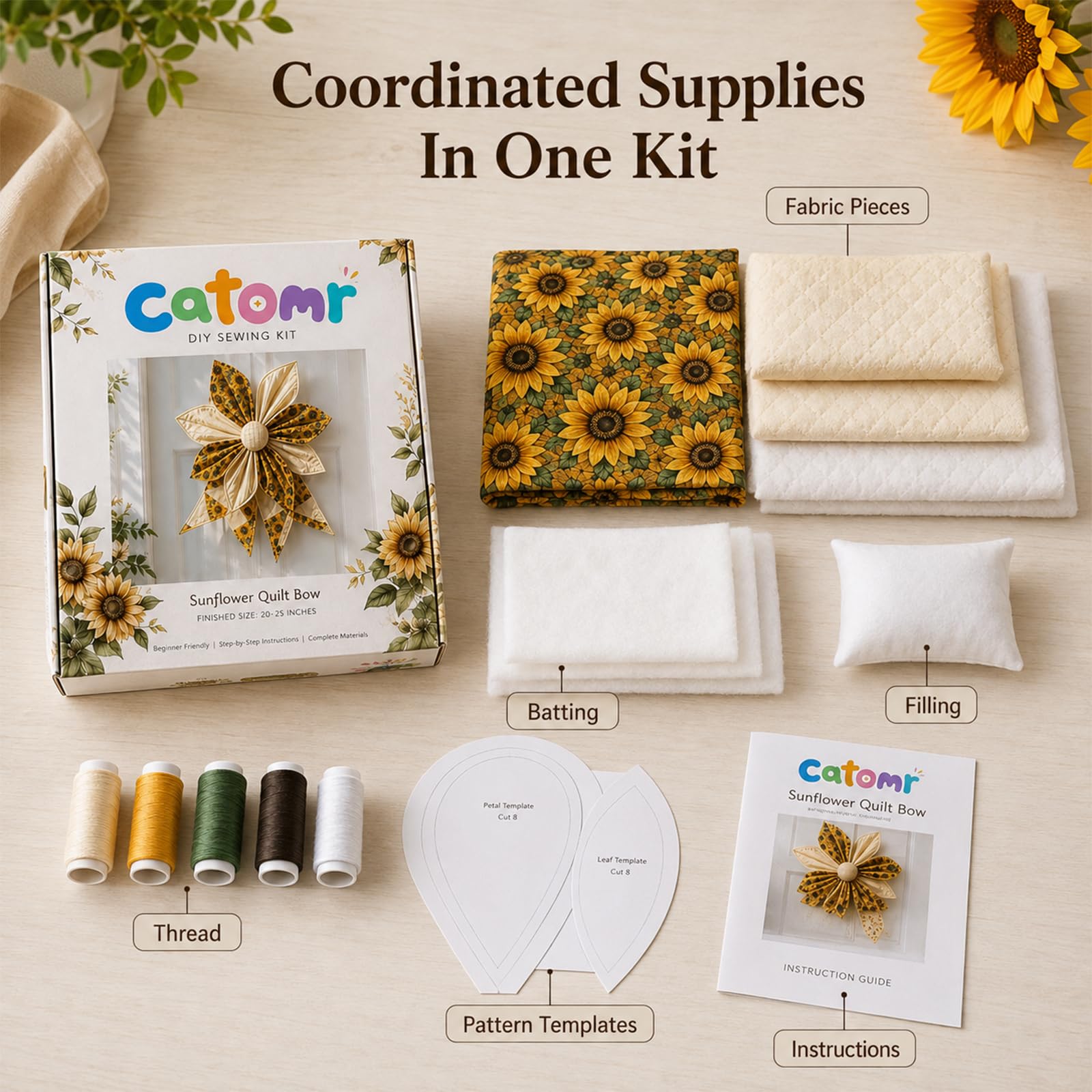 Genérico Kit de Costura de Lazo Patchwork Grande, Decoración Navideña para Puerta (Style-D)
