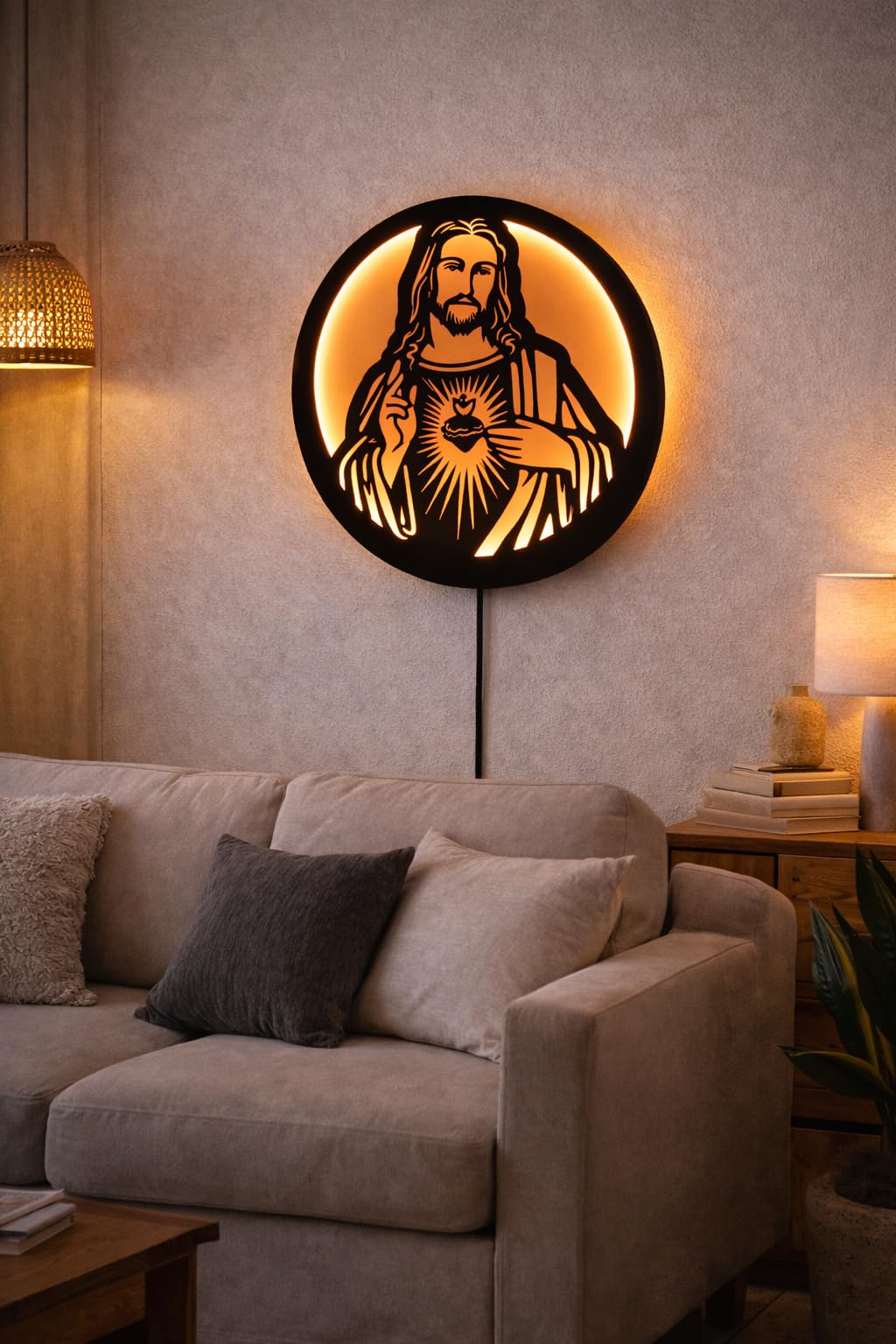 Lord Jesus LED Backlit Wall Decor Light | 16mm Slim Design | DC Adapter Powered | Christian Gift Home Decor-image-14