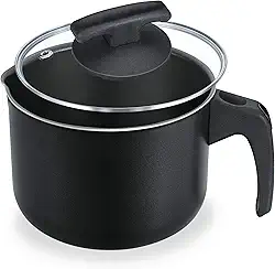 Leiteira 14 com Tampa Vidro Alumínio Fortaleza Preto