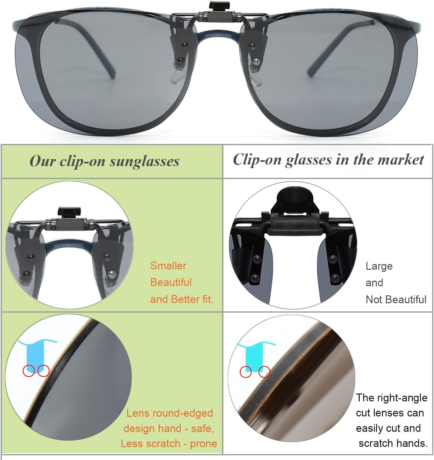 MONICE Fishing Clip on Flip up Polarized Sunglasses Fit Over Prescription Glasses Driving UV Protection Gift Men Women - Image 3