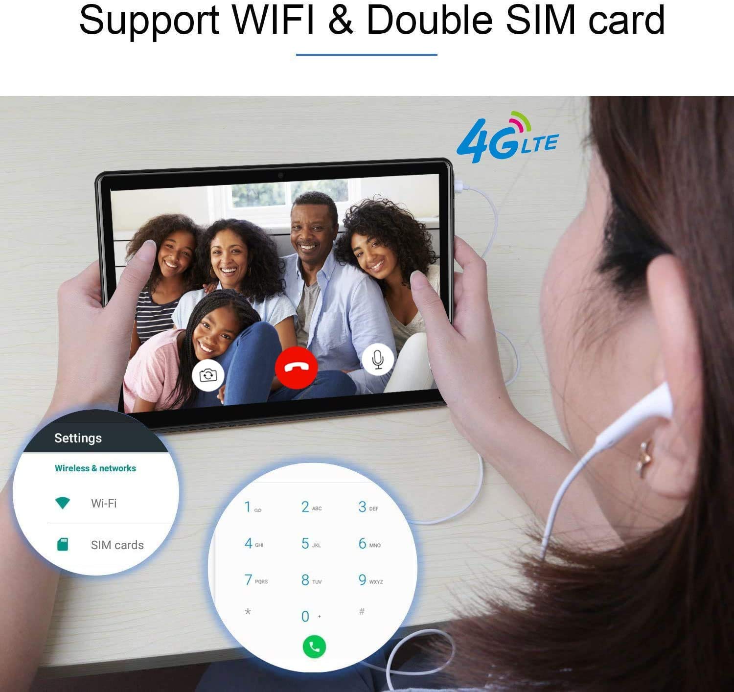 Tablet 10 pollici 4 GB RAM 64 GB ROM Android 10 Tablet PC Octa Core 1.6 GHz Processore 1920x1200 4G LTE WiFi,13.0MP + 5MP fotocamera 6000mAh GPS, BT5.0 Meta Cover(inclusa tastiera docking)