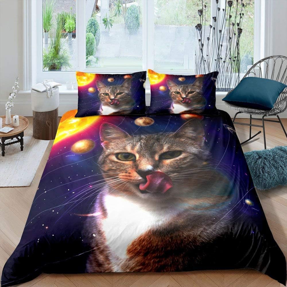 Housse de couette chat 220x240 cm pour transformer l'ambiance de votre chambre