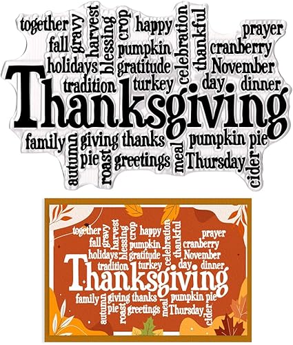 Miniatura 7 de Hying Palabras de bendición de Acción de Gracias, sellos transparentes para hacer tarjetas, cosecha de otoño, calabaza, pavo, sellos de goma
