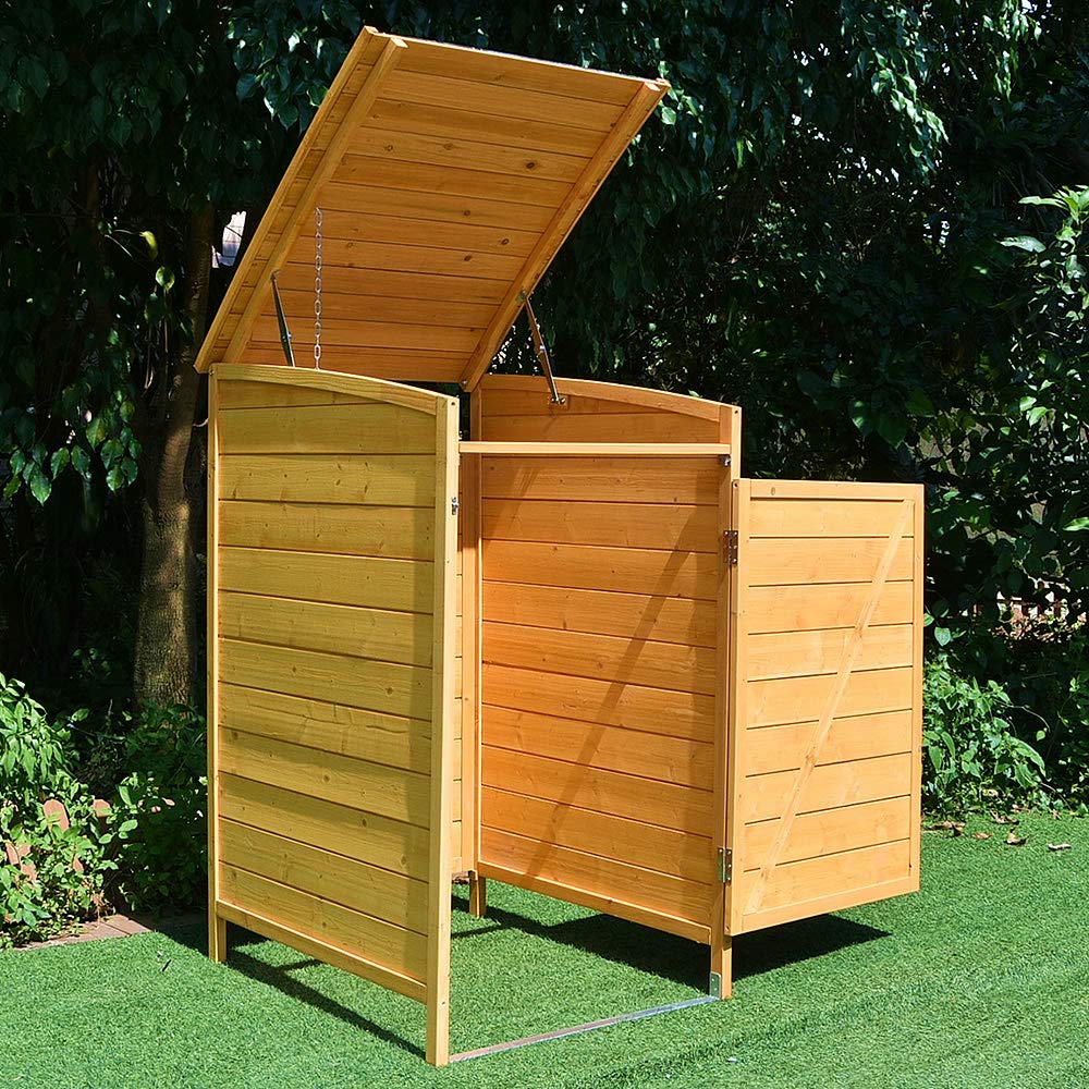 Melko Cache-poubelle simple 120 l en bois 73 x 85 x 127 cm avec paroi arrière