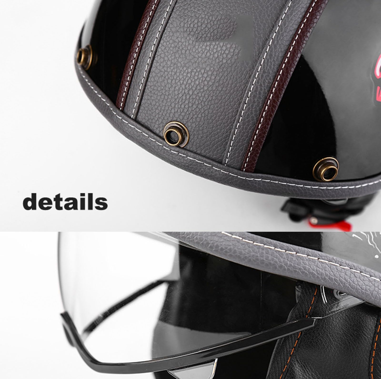 Half-Helmet Vintage Casco Moto Abierto Cascos Moto con Visera Casco Aleman Moto Homologado Dot/ECE para Chopper Ciclomoter, Hombres Y Mujeres Retro Seguridad Ligera Medio Casco