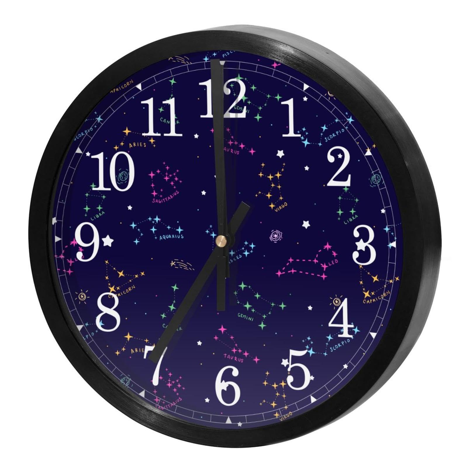 Horloge murale silencieuse à quartz zodiaque coloré pour maison