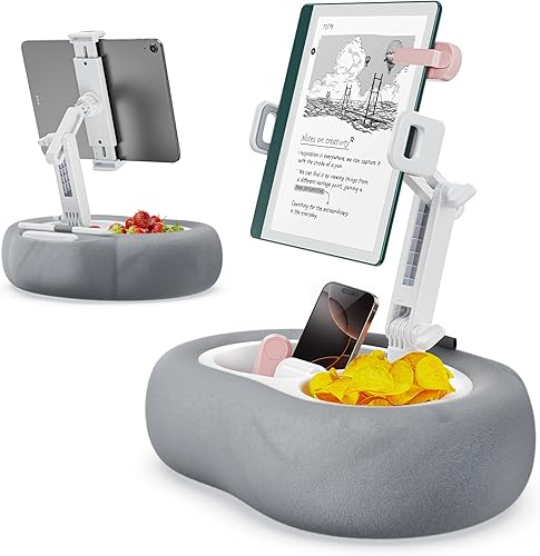 Soporte de almohada para tablet Kindle con 2 bandejas para teléfono de 4 a 13 pulgadas, soporte para teléfono  tabletaKindle iPad soporte para cama