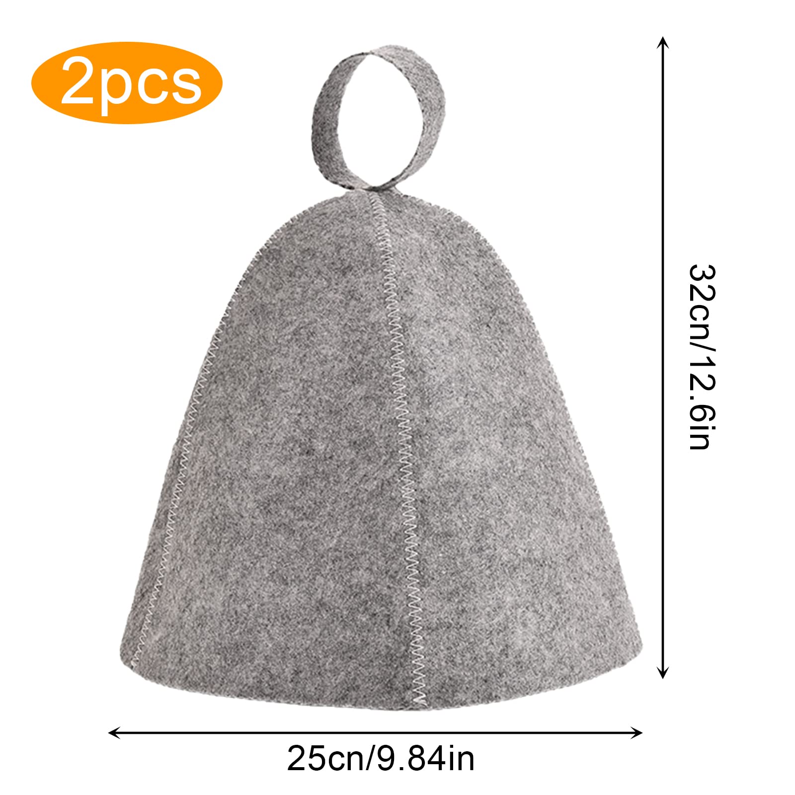 Gtwinsone 2Pcs Sauna Hat, Wool Felt Sauna Hat Breathable Sauna Hat Foldable Sauna Hat Wool Original Hats Sauna Hat for Men Women Hot Dry Steam Room Bath Sauna Accessories Hats Grey - Image 2