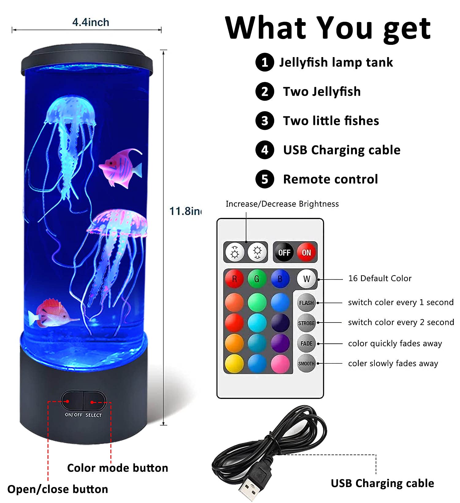 Lampada di lava meduse con 16 luci che cambiano colore, lampada da tavolo per acquario, luce notturna per casa, ufficio, ufficio, scrivania, luce per rilassarsi