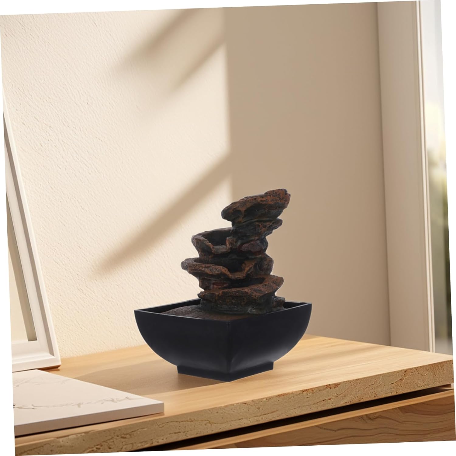 110v Tabletop Fountain with Led Light and Meditation Decor for Office Home and Enhancing Relaxation and Tranquility