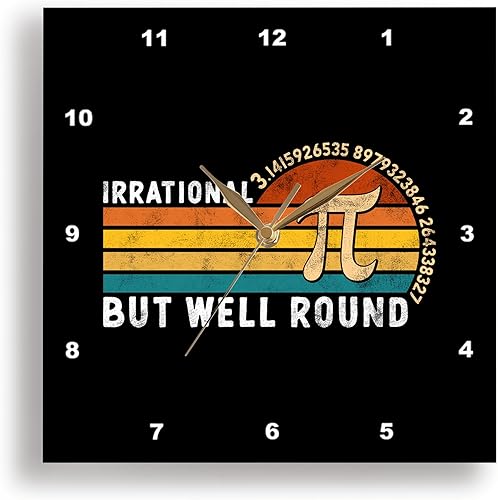 Miniatura 1 de 3dRose, Irrational but Well Rounded Pi Symbol, Colorful Retro Grunge Design, 10x10 Wall Clock