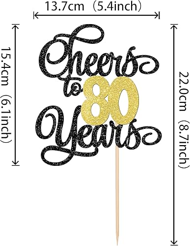 Miniatura 2 de 1 pieza de decoración para tartas con texto en inglés "Cheers to 80 Years Cheers to 80 Years Cheers to 80" Fabulous Cake Decor for Happy 80th