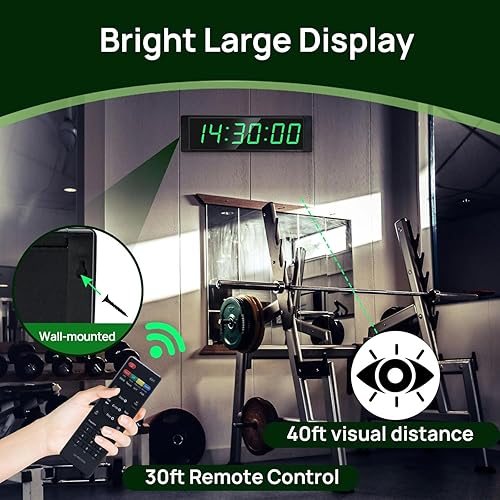 Miniatura 4 de YZ Reloj temporizador de gimnasio para gimnasio en casa, temporizador de fitness con botón cronómetro, cronómetro digital grande, reloj de pared