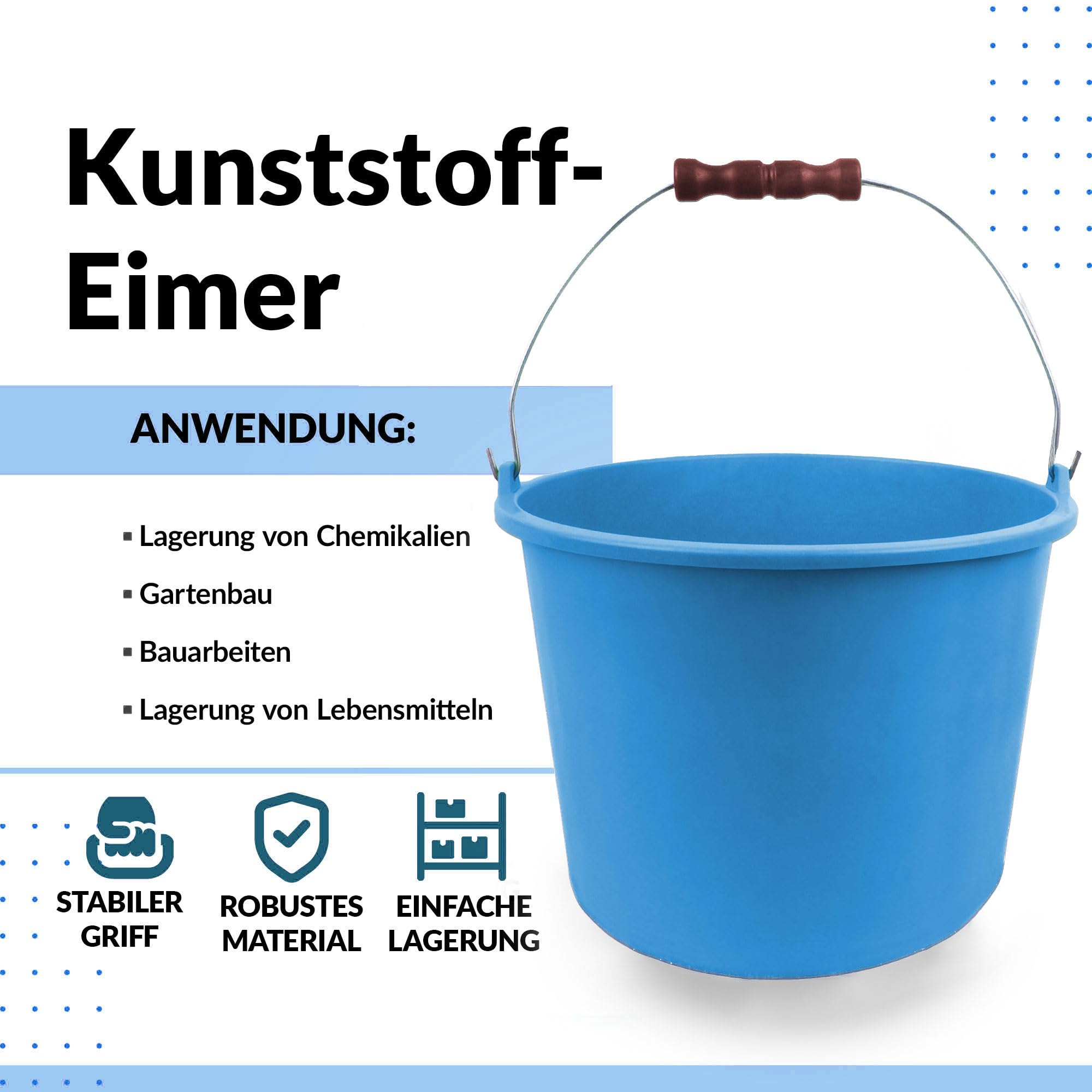Lot de 10 seaux avec étrier en métal - 12 l - En plastique - Avec anse - Seau de récolte - Seau de nettoyage - Idéal pour le jardin, le chantier