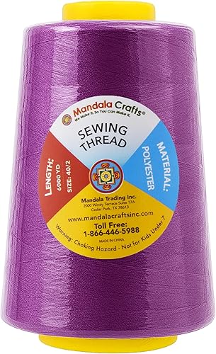 Vista 279 de Mandala Crafts - Hilo de coser multiusos de poliéster para máquina de coser de sarga, sobrehilado, acolchado Beige