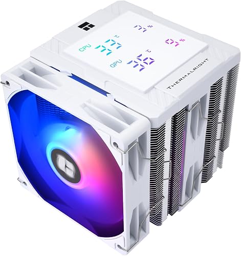 Thermalright TR Peerless Assassin 120 Digital ARGB White CPU Air Cooler, Digital Screen Cover, 6 Heatpipes Computer CPU Cooler, for AM4/AM5, Intel LGA1700/1851/115X/1200, PC Cooler - 1