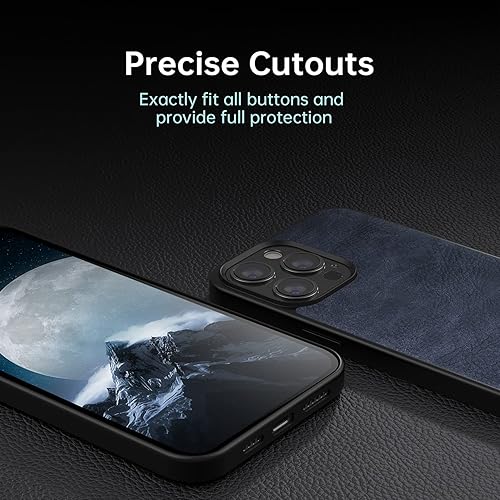 Miniatura 6 de SALAWAT Compatible con iPhone 13 Pro Max, funda delgada de piel sintética vintage a prueba de golpes, ligera, de poliuretano termoplástico suave,