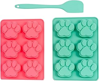 Country Living 3-Piece Silicone Baking Kit – Includes 2 Baking Trays (6-Cavity Paw Print Mold) & Spatula – Non-stick Silicone for Homemade Dog Treats, Candy, Chocolate, & Ice Cubes