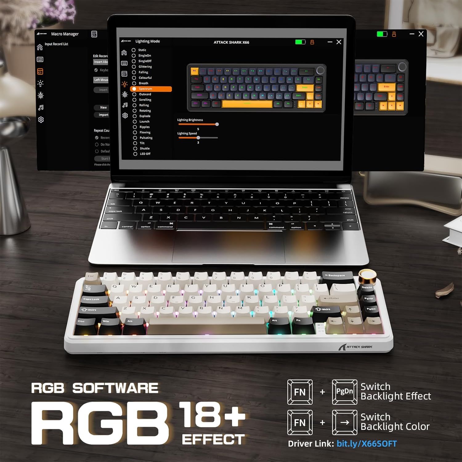 RGB Backlight effects and control keys