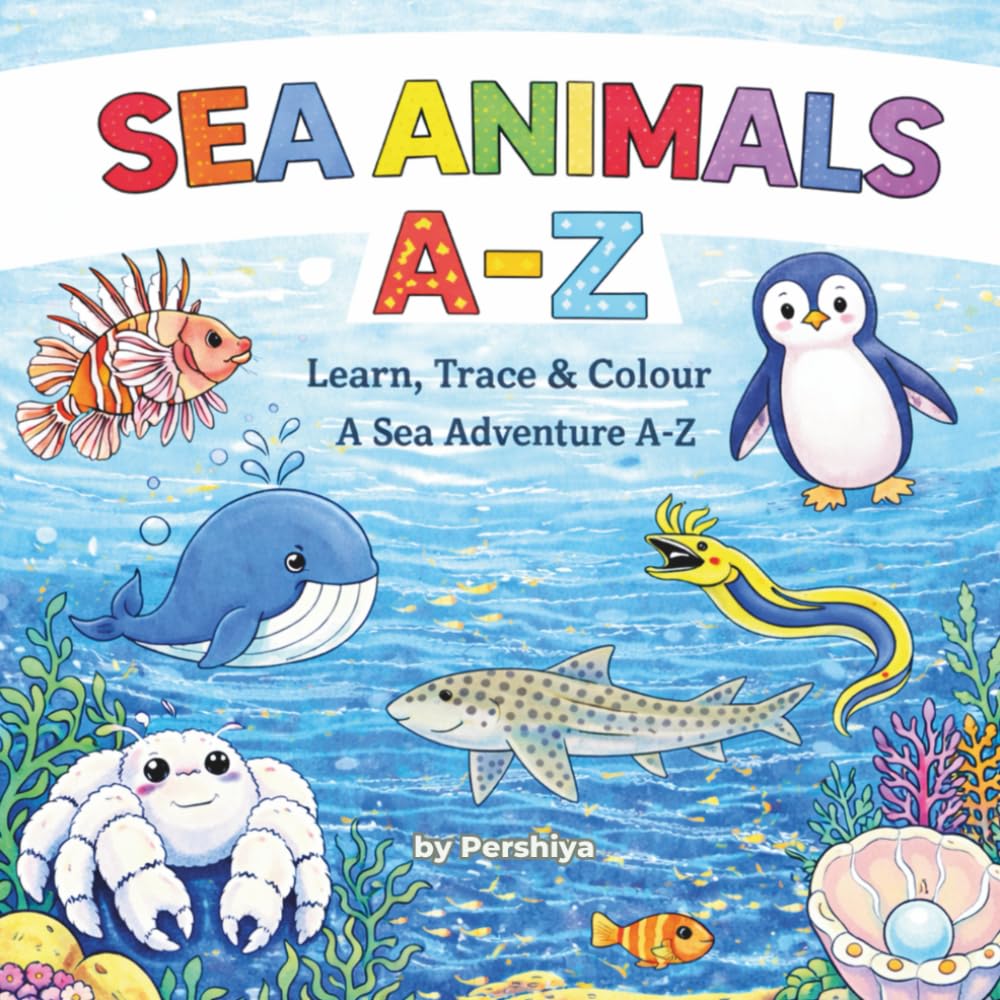 Sea Animals A–Z: A Fun Ocean Alphabet Colouring & Activity Book for Kids (ABC Colour & Trace Learning Series)