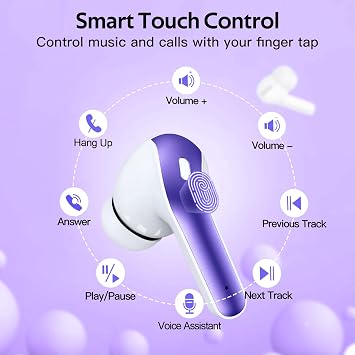 TAGRY 2 Sets X08 Forest Green and Phantom Purple Bluetooth Headphones True Wireless Earbuds 60H Playback Ear Buds with Wireless Charging Case in-Ear Earbuds with Mic