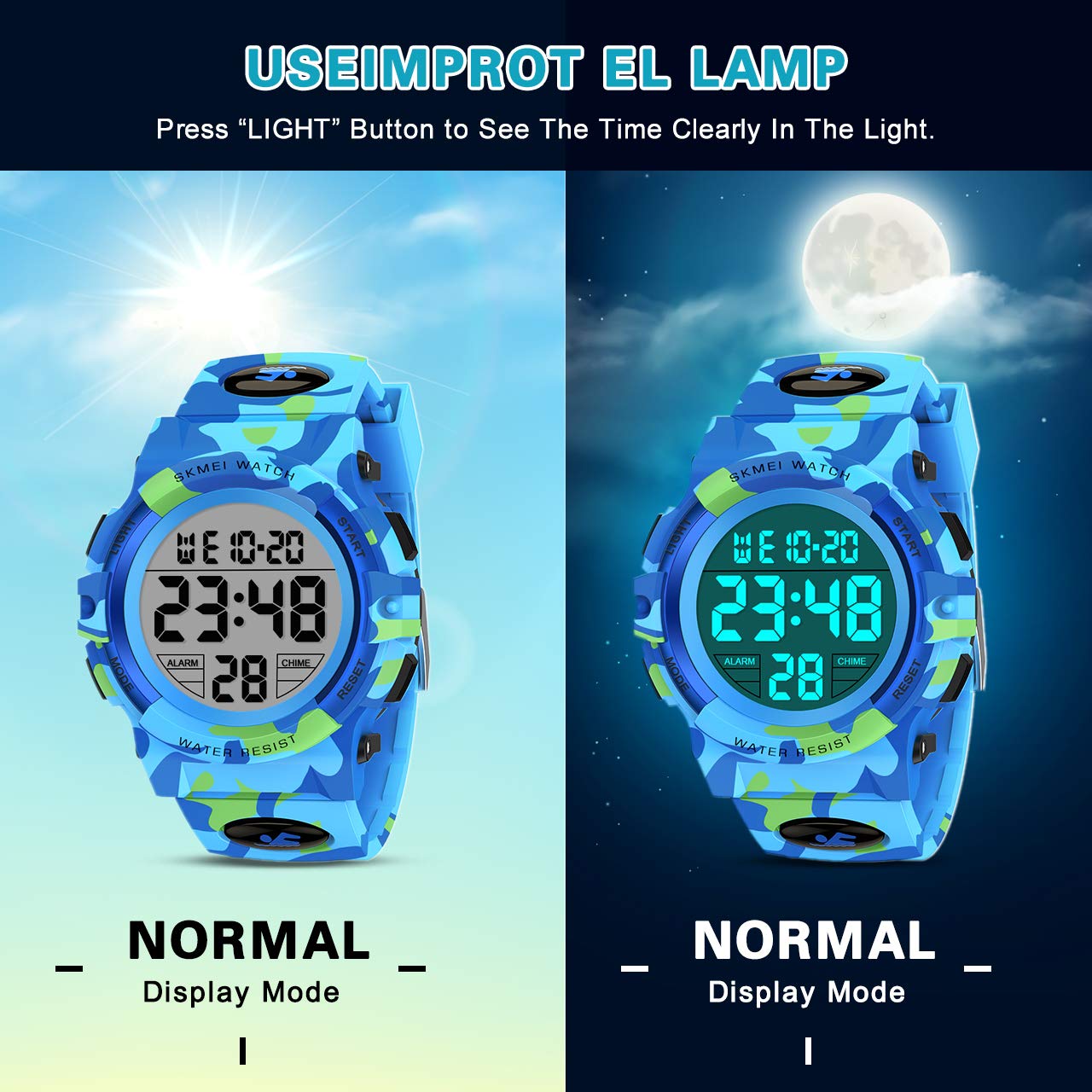 Dislocati Orologio Digitale Bambino, Orologio Sportivo Multifunzionale Impermeabile, Regali per Bambini e Ragazzi