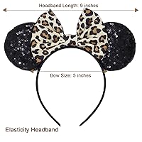 Vista 90 de Diadema con orejas de ratón de Minnie de leopardo, decoración de fiesta, diadema de orejas de ratón para disfraz de Halloween, accesorios para el 2