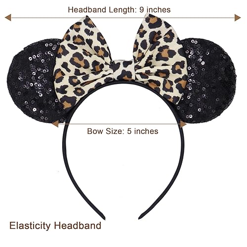 Miniatura 90 de Diadema con orejas de ratón de Minnie de leopardo, decoración de fiesta, diadema de orejas de ratón para disfraz de Halloween, accesorios para el 2