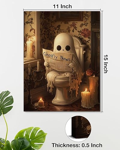 Miniatura 2 de Póster con estampado de fantasmas de Halloween para baño, diseño de fantasma, estilo gótico oscuro, decoración de pared, decoración de baño, tamaño