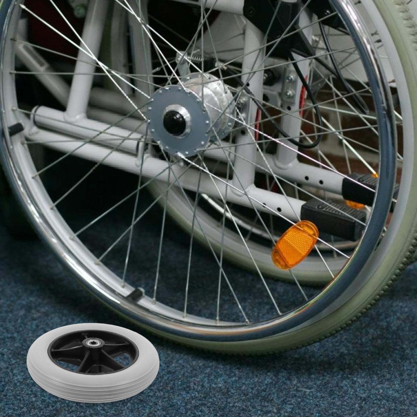 2 Pezzi Ruote Girevoli per Carrozzina e Carrello, Accessori di Ricambio in Plastica, Facili da Installare e Resistenti All'usura, Diametro 8mm