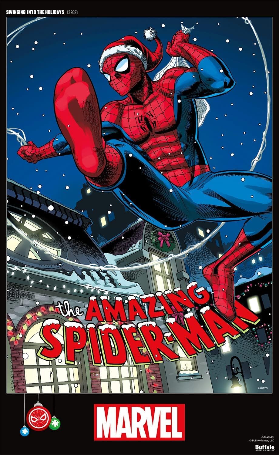 Buffalo Games - Marvel - Swinging into The Holidays - 500 Piece Christmas Jigsaw Puzzle - Colorful, Holiday Puzzles for Adults – Precision-Cut Pieces, Festive Artwork, Relaxing Winter Fun