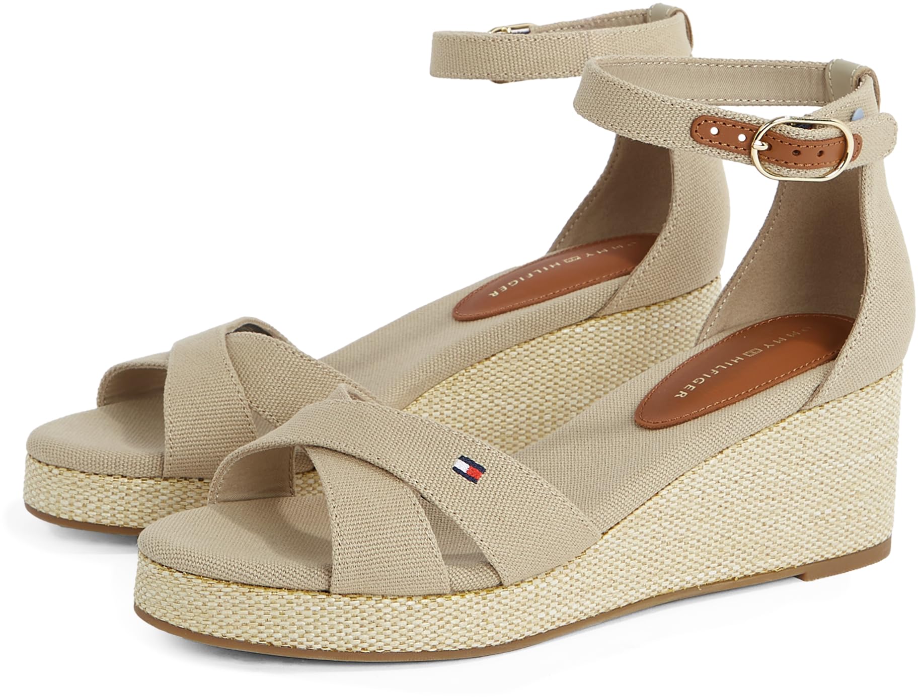 Tommy Hilfiger Damen Wedge Sandalen Flag Criss-Cros Mid mit Knöchelriemen