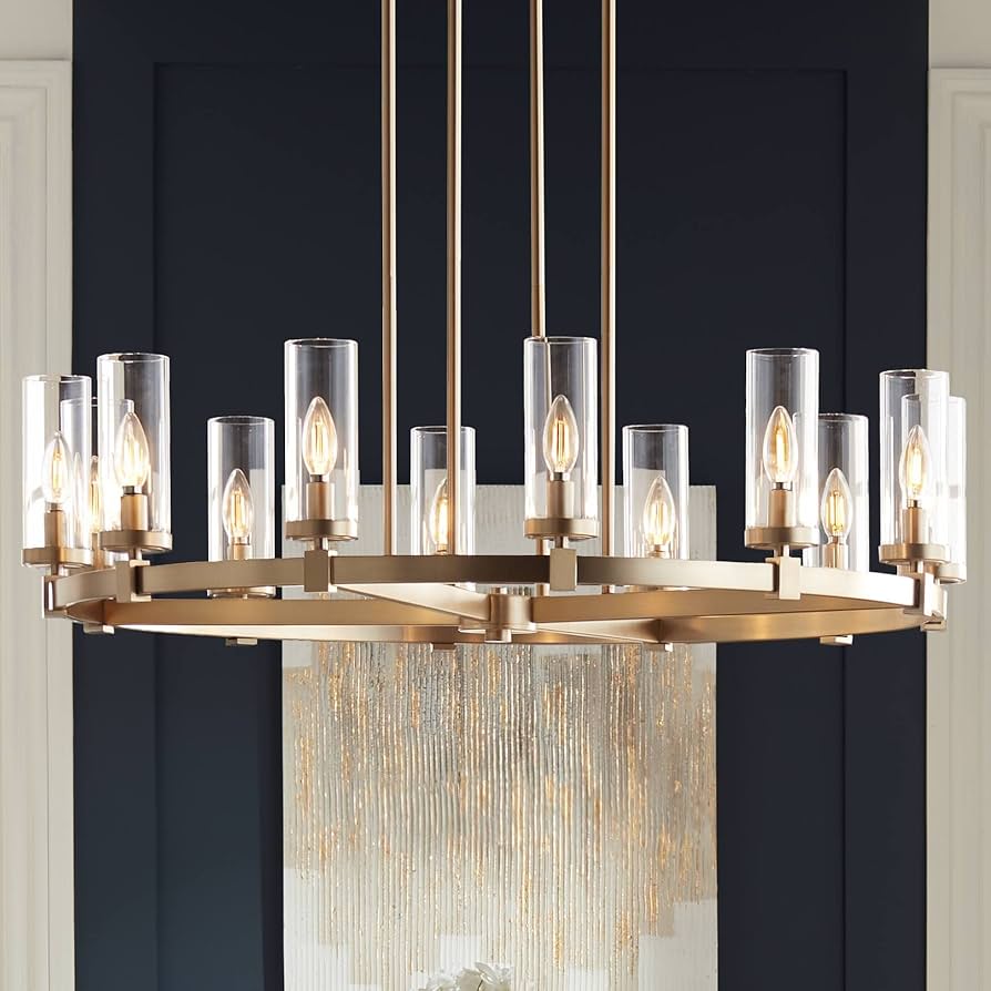 ★VANROHE★ Hue Shoulder B013JF Stiffel Aron Brass Gold Wagon Wheel Chandelier 36