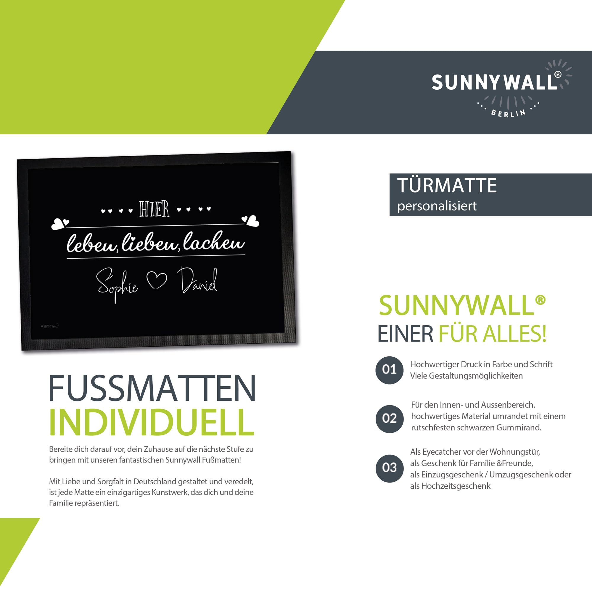 Fußmatte Türmatte personalisiert Willkommen Wunschname Eingang waschbar