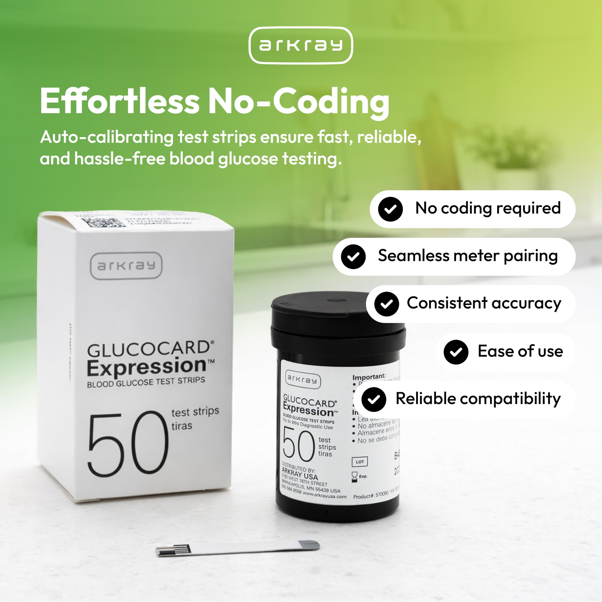 ARKRAY GLUCOCARD Expression Blood Glucose Test Strips - No Coding 0.8 Microliter & Fast 6-Second Results - Compatible with GLUCOCARD Expression Blood Glucose Meter - 200 Count 4 Packs of 50 product thumbnail 7