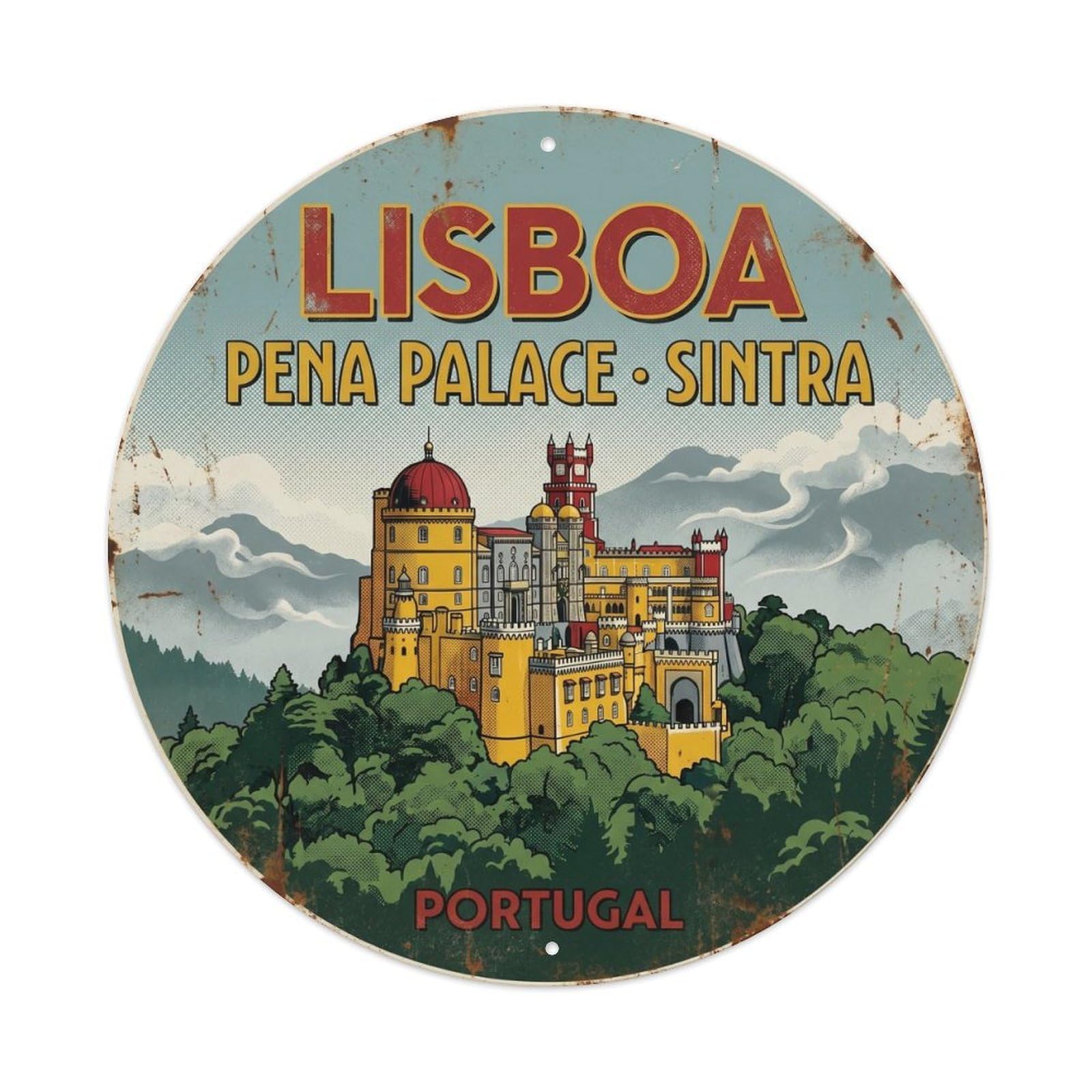 Olhnbad Style Portugal Lisboa Sintra Palace Portuguese Heritage Metal Tin Sign