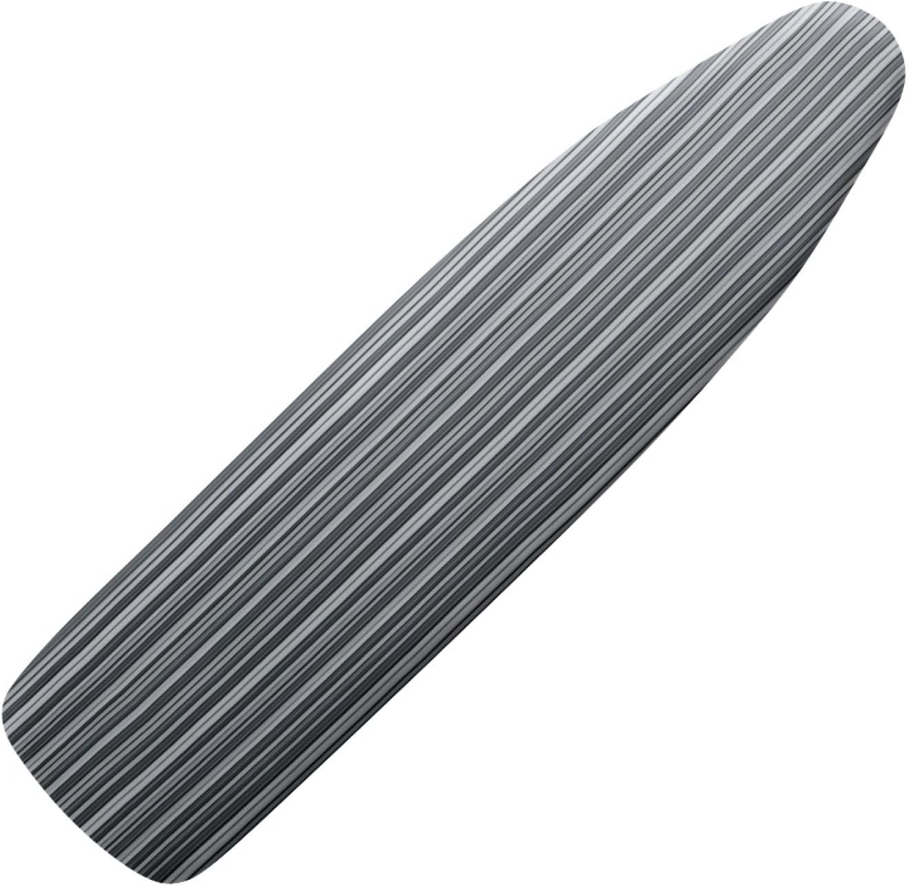 Ironing Board Cover 14x48 Stripes Gray White Iron Board Cover with Padding Heat Reflective,Scorch Resistant Thick Padding,Snug Fit Non-Slip Nose Pocket Fastener Straps Elastic Edges