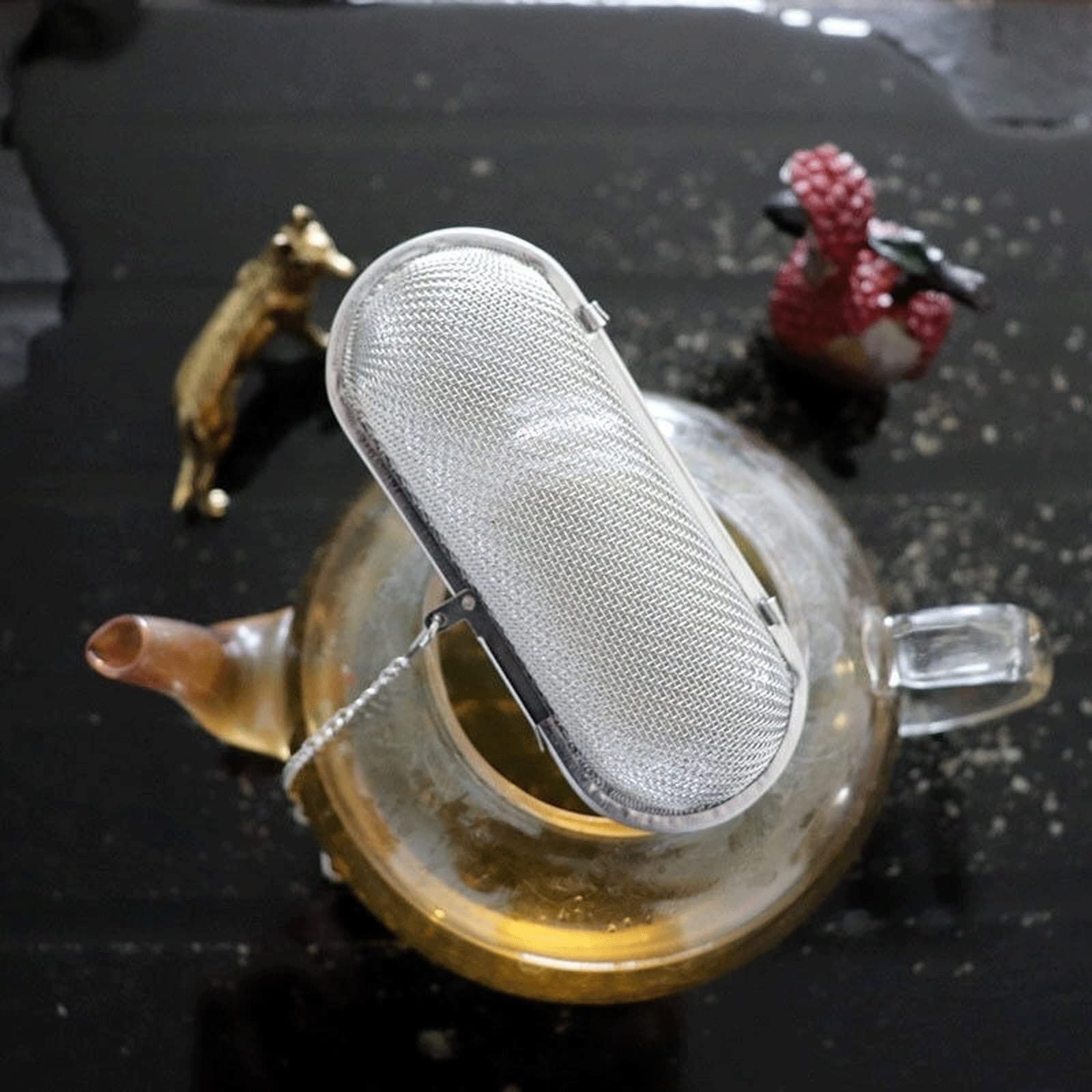 Colador de té reutilizable de malla de acero inoxidable, infusores de té de malla larga, colador de jaula de té, filtro de hierbas y especias, difusor de filtro de cocina, accesorios de té