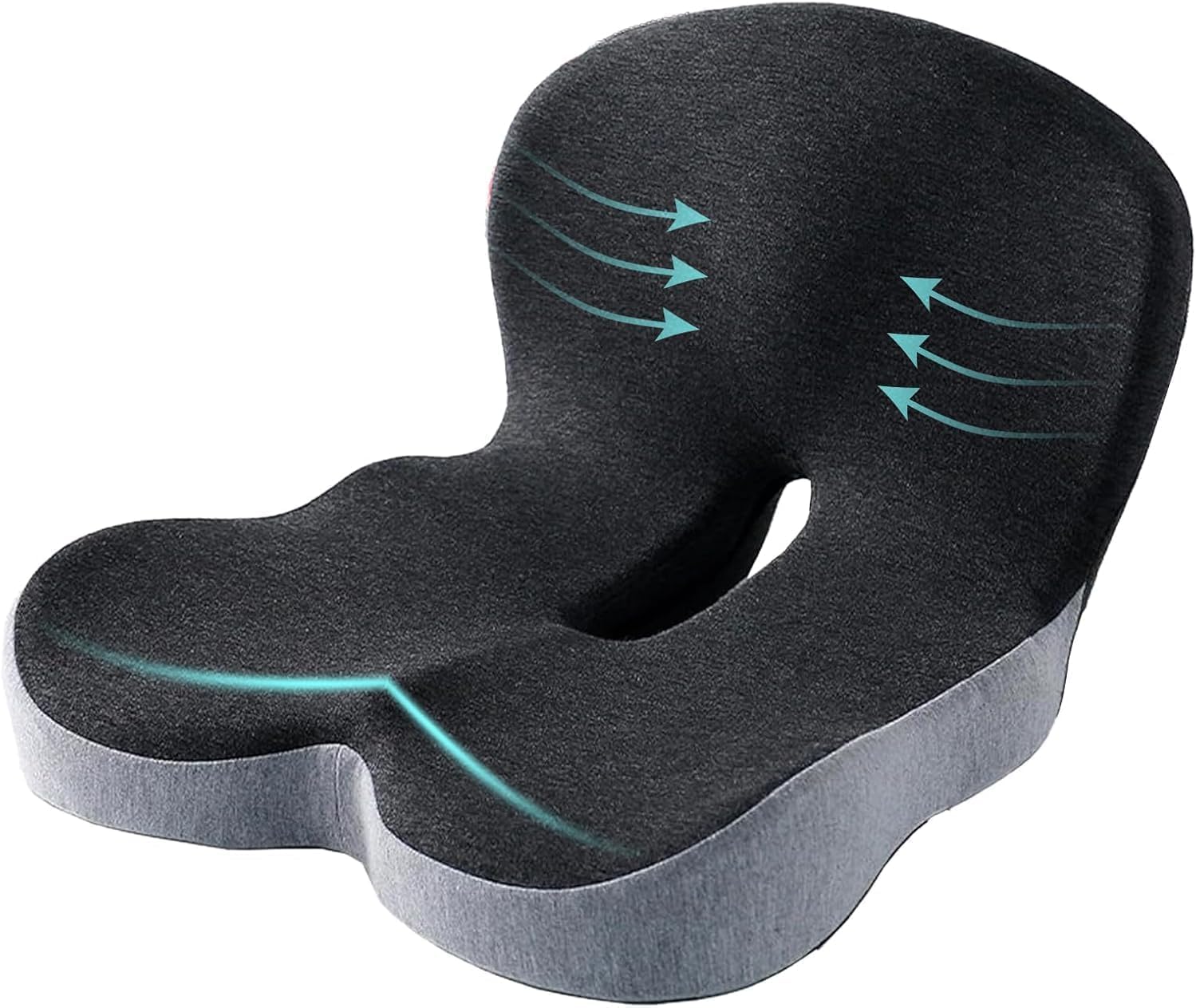 HoldOneLight Ergonomic Memory Foam Seat Cushion, for Office Car, Gaming & Dining Chairs, Sciatica
