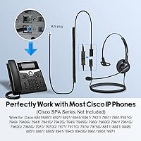 Vista 6 de MKJ Cisco Auriculares con cancelación de ruido con cable con micrófono RJ9 con cable para teléfonos Cisco Office CP-7821 7940 7942G 7945G 7961G